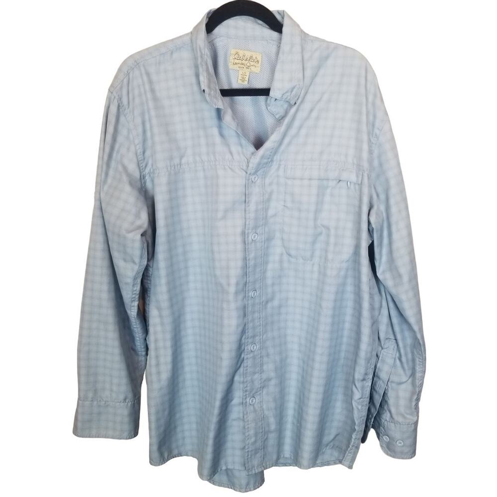 Cabelas Mens Plaid Button Shirt Sz L Gorpcore Outdoor Wicking Granola Breathable